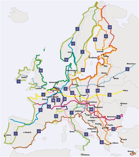 An interconnecting European cycle route