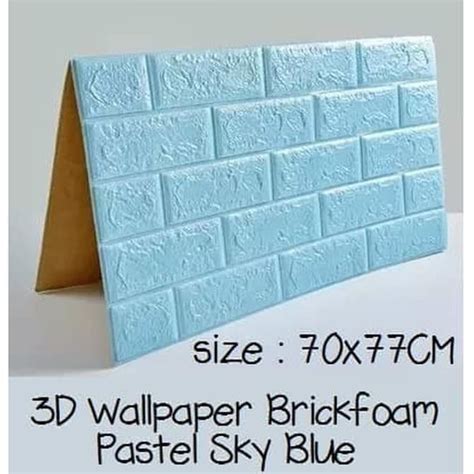 Jual Wallpaper Batu Bata Blue Sky Pastel Modern Foam 3D Ukuran 70 X 77