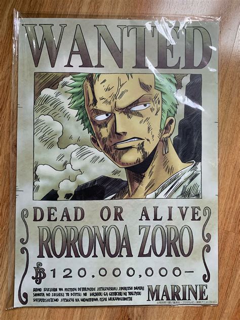 One Piece Wanted Poster Roronoa Zoro Made In Japan Original Rar 42cm 29