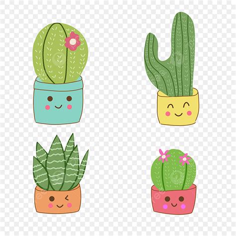 Cute Sticker Cactus Succulent Hand Drawn Style Kawaii Sticker Plant