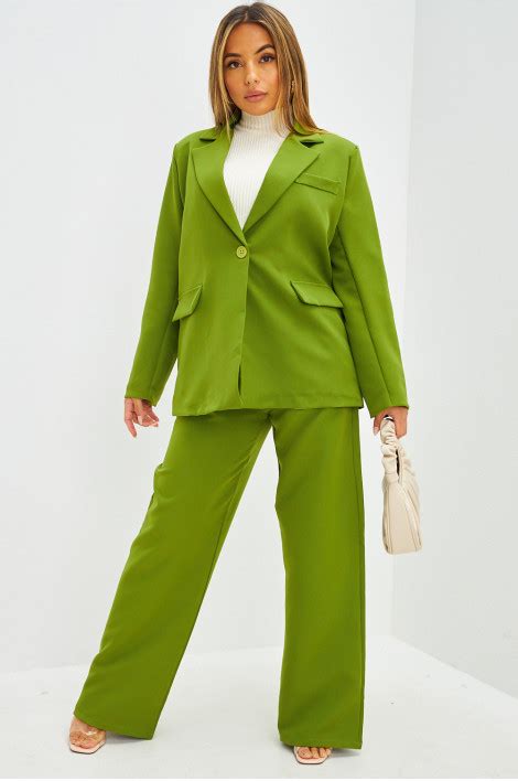 Ensemble Blazer Pantalon Tailleur Vert Brentiny Paris