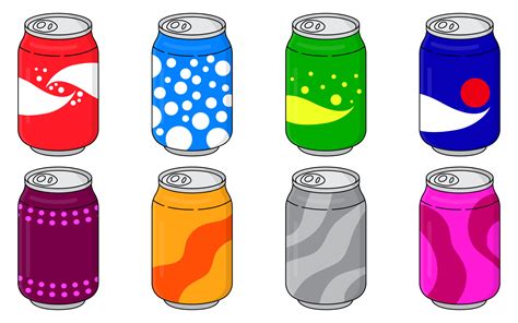 Soda in colored aluminum cans set icons isolated on white background ...