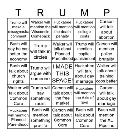 Republican Bingo Who Knows What Theyll Say Bingo Card