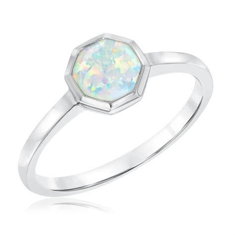 Octagon Created Opal Sterling Silver Ring REEDS Jewelers