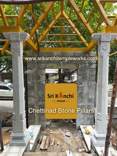 Chettinad House Mandir Design Stone Pillars Artifacts Entrance