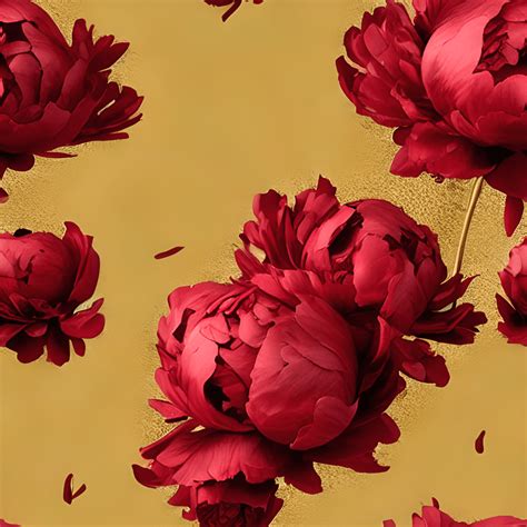 Red And Gold Peonies Graphic Creative Fabrica