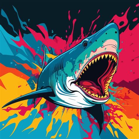 Premium Vector | Colorful shark pop art vector illustration