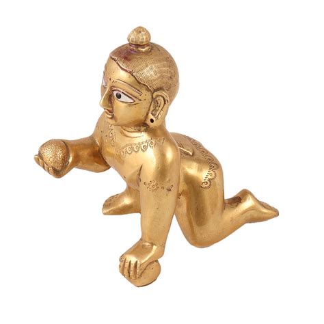 Golden Brass Baby Lord Krishna Statue