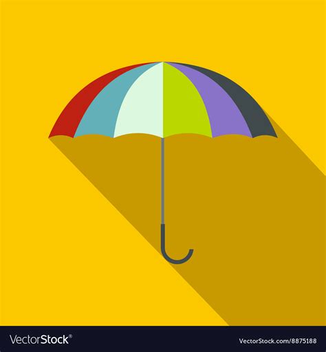 Open Colorful Umbrella Icon Flat Style Royalty Free Vector