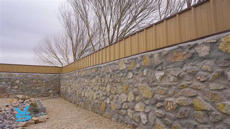 Metal Privacy Fence On Rock Wall Youtube