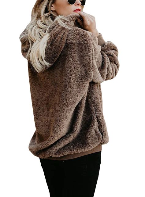 Yanekop Womens Sherpa Pullover Fuzzy Fleece Sweatshirt Oversized Hoodie With Pockets Fifth Degree