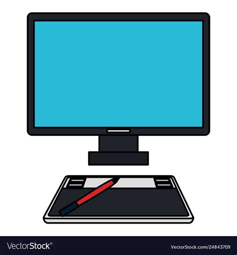 Computer desktop with drawing board Royalty Free Vector