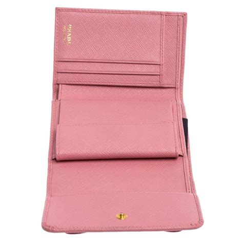 Prada Pink Saffiano Leather Bow Flap Trifold Wallet At Stdibs Prada