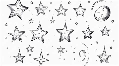 Fotos De Desenhos De Estrelas - Estrelas de desenhos animados desenhados à mão Doodle Sketch Night ...