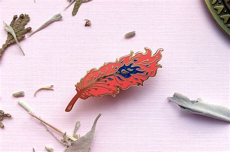 Phoenix Feather Pin Alum And Ink