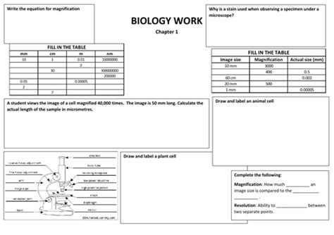 Aqa Biology Paper 1 Worksheet Teaching Resources