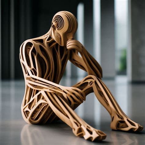 Artmix Parametric Plywood Man Structure Thoughtful — Image Created