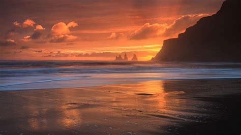 Sunlight Landscape Sunset Sea Rock Nature Shore Sand Reflection