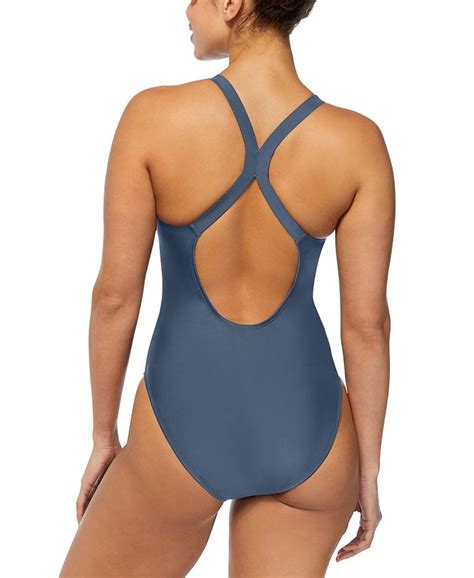 Reebok Womens High Neck Athletic One Piece Swimsuit Macys