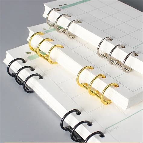 2pcs 3 Holes Metal Binders Rings Gold File Folder Spiral Binding Clips