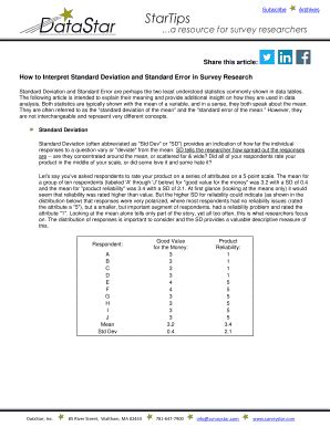 Fillable Online How To Interpret Standard Deviation And Standard Error