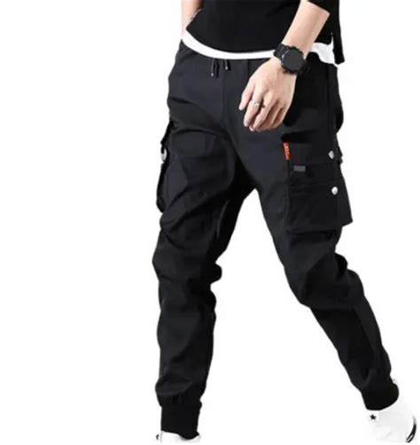 Pantalon Cargo Homme Streetwear Hip Hop Cargo Noir Gris Multi Poche Pas