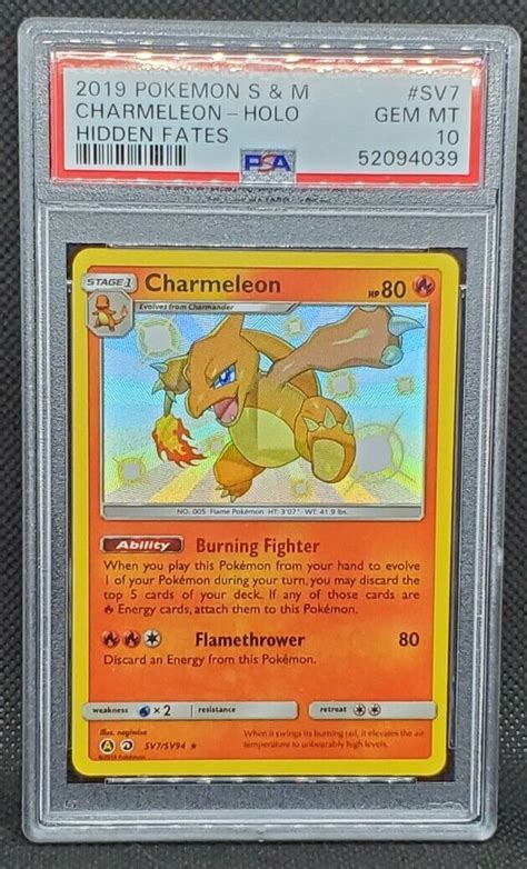 Pokemon S M Hidden Fates Charmeleon Holo Sv Sv Psa Ebay