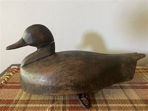 Antique Wooden Duck Decoy Primitive Hand Carved Old Wood Values Mavin