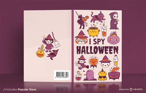 I Spy Halloween Book Cover Design Vector Download