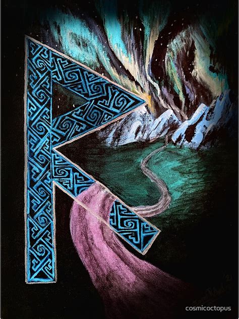 Raidho Norse Rune Painting Poster For Sale By Cosmicoctopus Redbubble