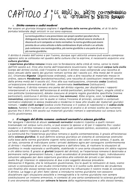 Riassunto Di Diritto Romano 1 Diritto Romano E Codici Moderni Per