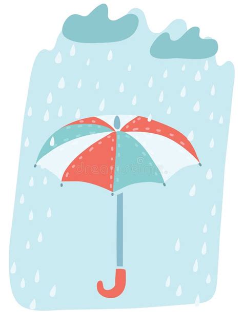 Cloud With Rain Drop On Umbrella Stock Vector Illustration Of Outdoor