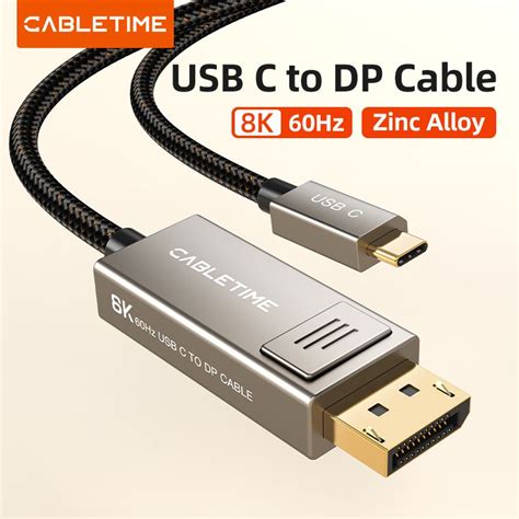 Cabletime Usb Cable C To Displayport 14 8k60hz 4k144hz 1m Black