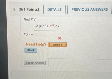 Solved Find Fs L Tete3t2 Fs Need Help