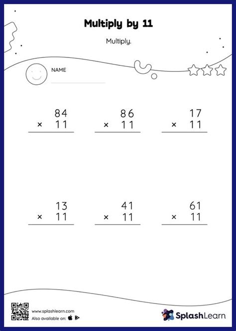 Multiply by 11: Vertical Multiplication - Math Worksheets ...