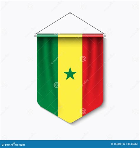 Realistic Pennant With Flag Of Senegal Vector Premium Stock