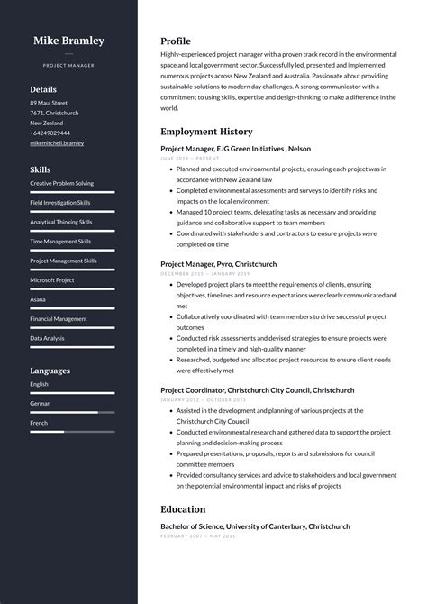 Free Project Manager Cv Examples Writing Tips Cvapp Nz