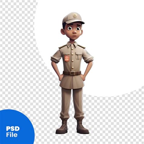 Renderização 3d de um menino vestido de policial isolado em fundo