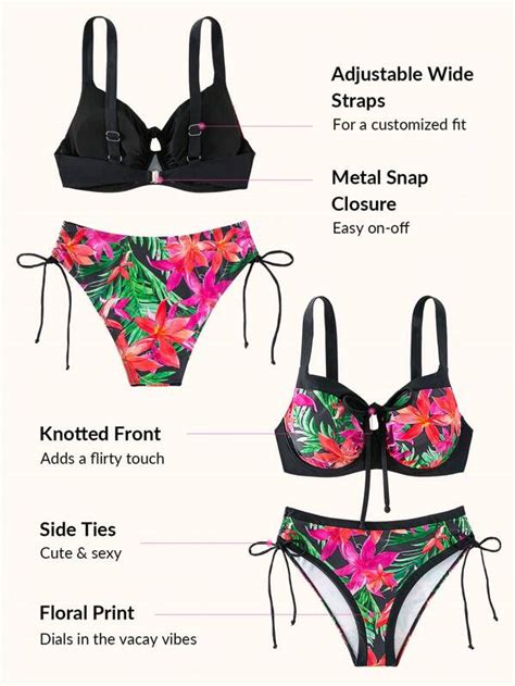 Shein Dd Bikini Push Up Imprim Tropical Cordon Mode En Ligne