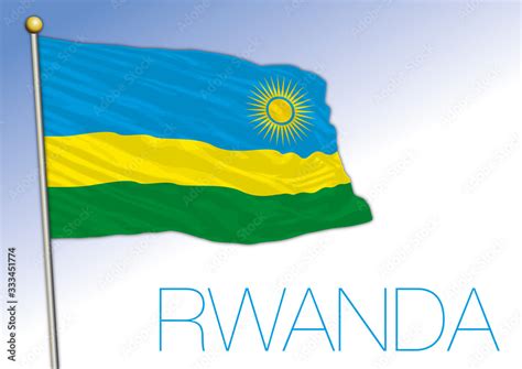 Rwanda official national flag and coat of arms, african country, vector ...