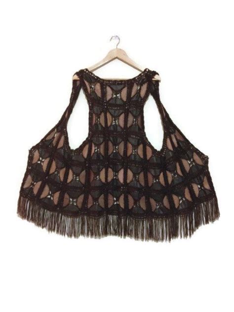 Vintage 1970s Festival Fringe Vest Leather And Crochet Etsy