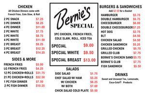 Full Menu — Bernie's Chicken