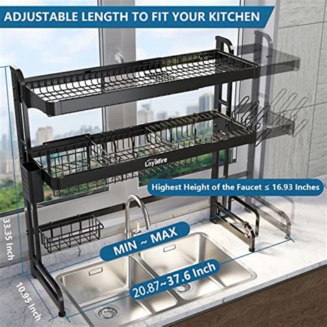 Loyalfire Over Sink Dish Drying Rack Tier Adjustable Length