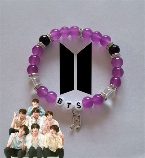 Bts Themed Bracelet Etsy Uk Bts Bracelet Beaded Bracelets Diy