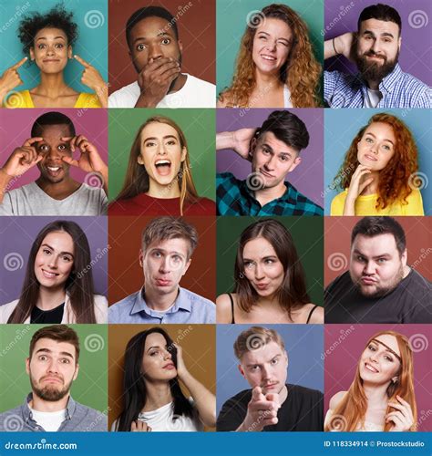 Emociones Positivas Diversas De La Gente Joven Fijadas Foto De Archivo Imagen De Hermoso