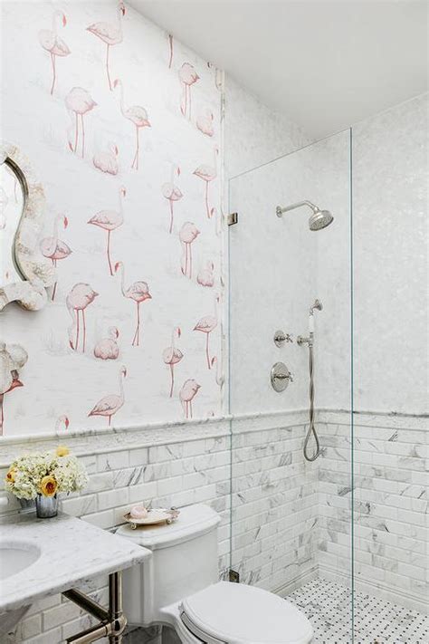 Pink Flamingo Wallpaper Bathroom