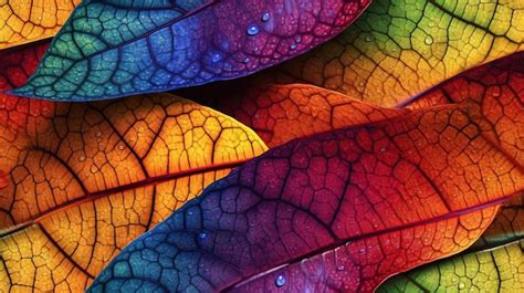 Premium AI Image | A rainbow leaf wallpaper with a rainbow background