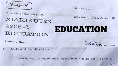 Jkbose Class Th Education Paper Jkbose Th Class Education