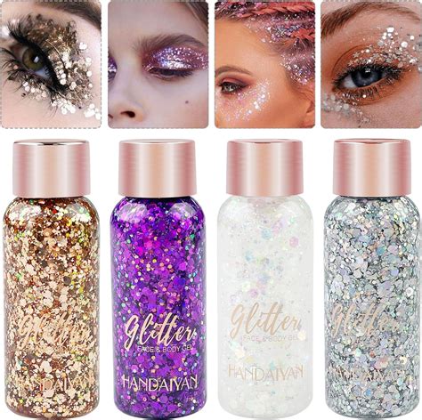 Mesybveo 4 Pezzi Glitter Body Gel Brillantini Make Up Gel Gel