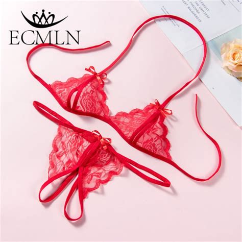 ECMLN Women S Charm Sexy Lingerie Lace Transparent Bikini Open Crotch Bra Sets Lazada